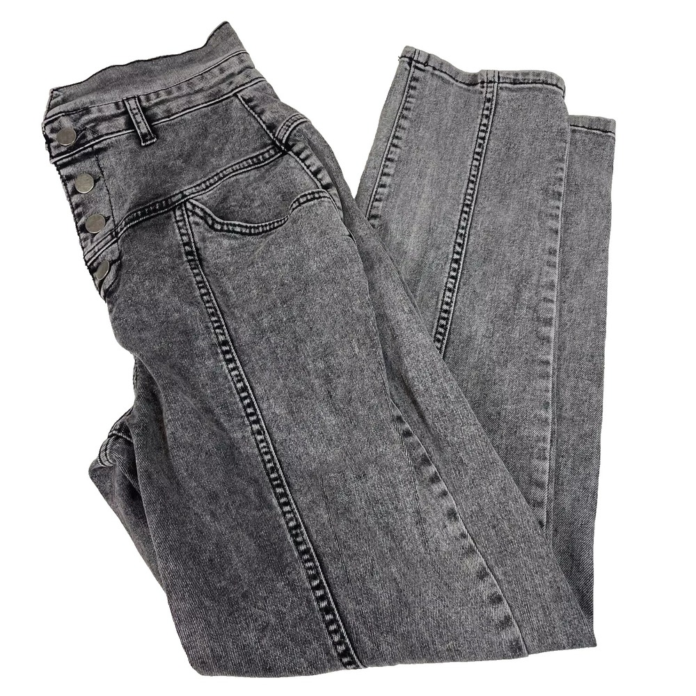Nasty Gal Button Fly High Waist Mom Jeans Womens 6 Black Dark Wash Denim Pockets